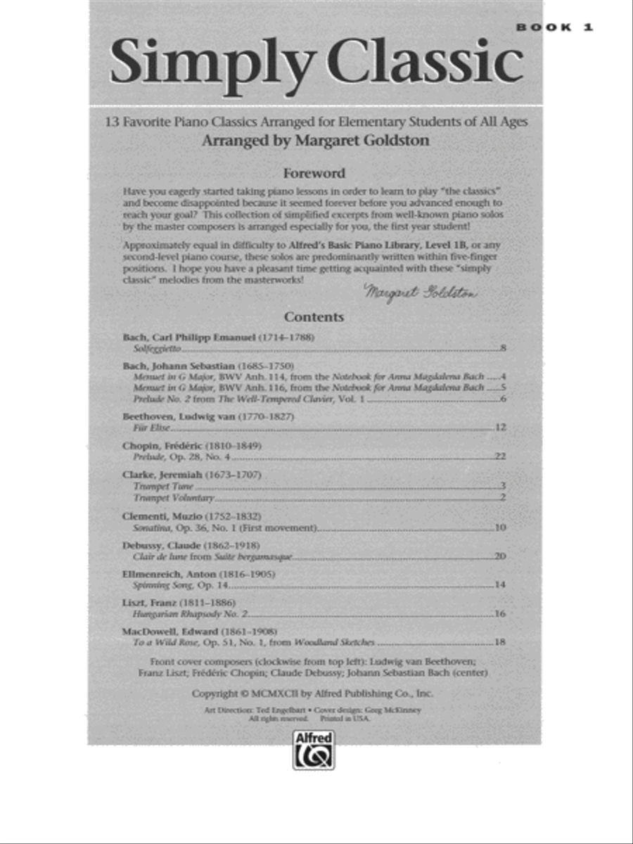 Simply Classic, Book 1 Simply Classic, Book 1 Easy Piano scores gallery preview page 2