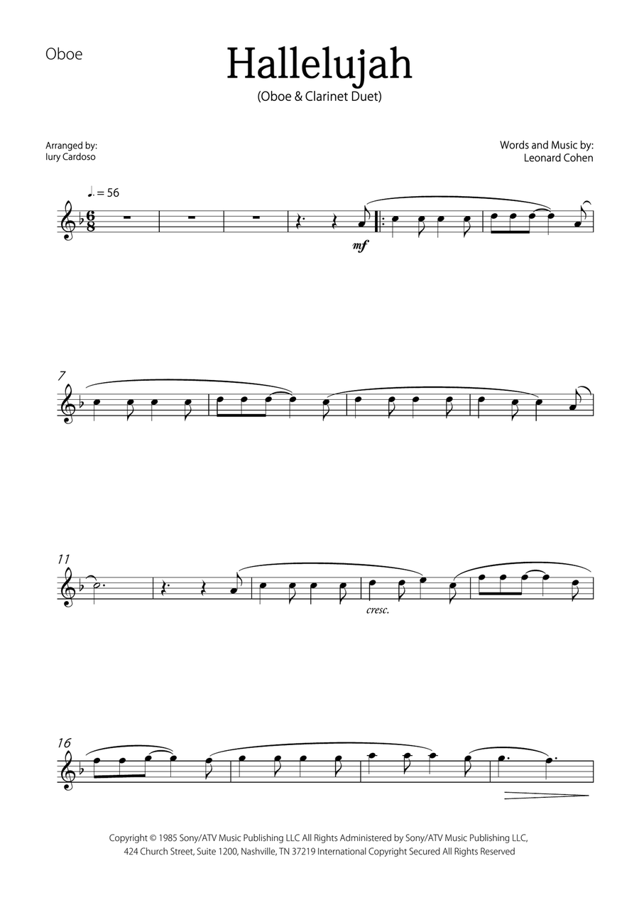 Hallelujah Woodwind Duet scores gallery preview page 4