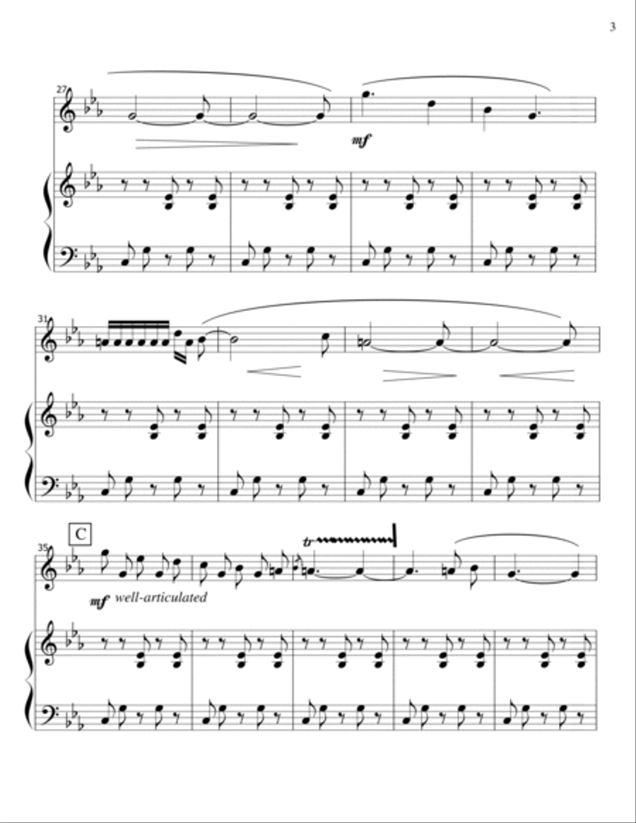 Habanera Sunrise-oboe, piano Piano scores gallery preview page 3
