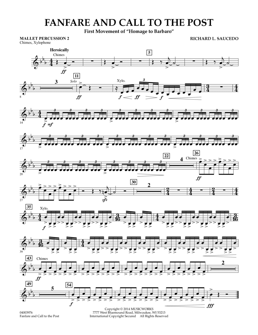 Fanfare and Call to the Post - Mallet Percussion 2 Concert Band scores gallery preview page 1