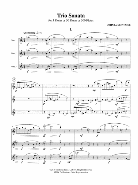 Trio Sonata for 3 Flutes or 30 Flutes or 300 Flutes