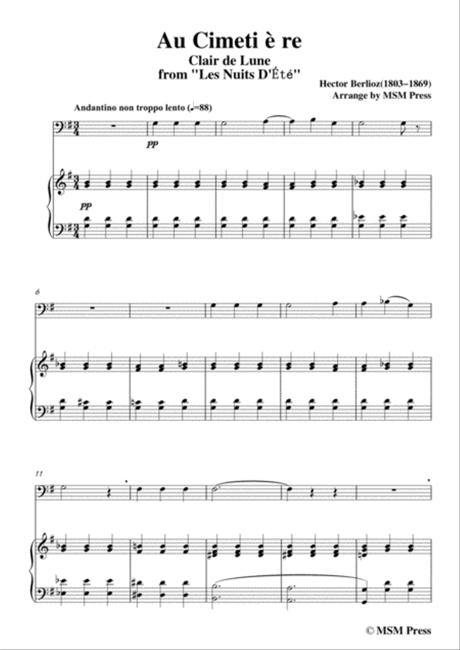 Berlioz-Au Cimetière,for Cello and Piano Voice scores gallery preview page 3