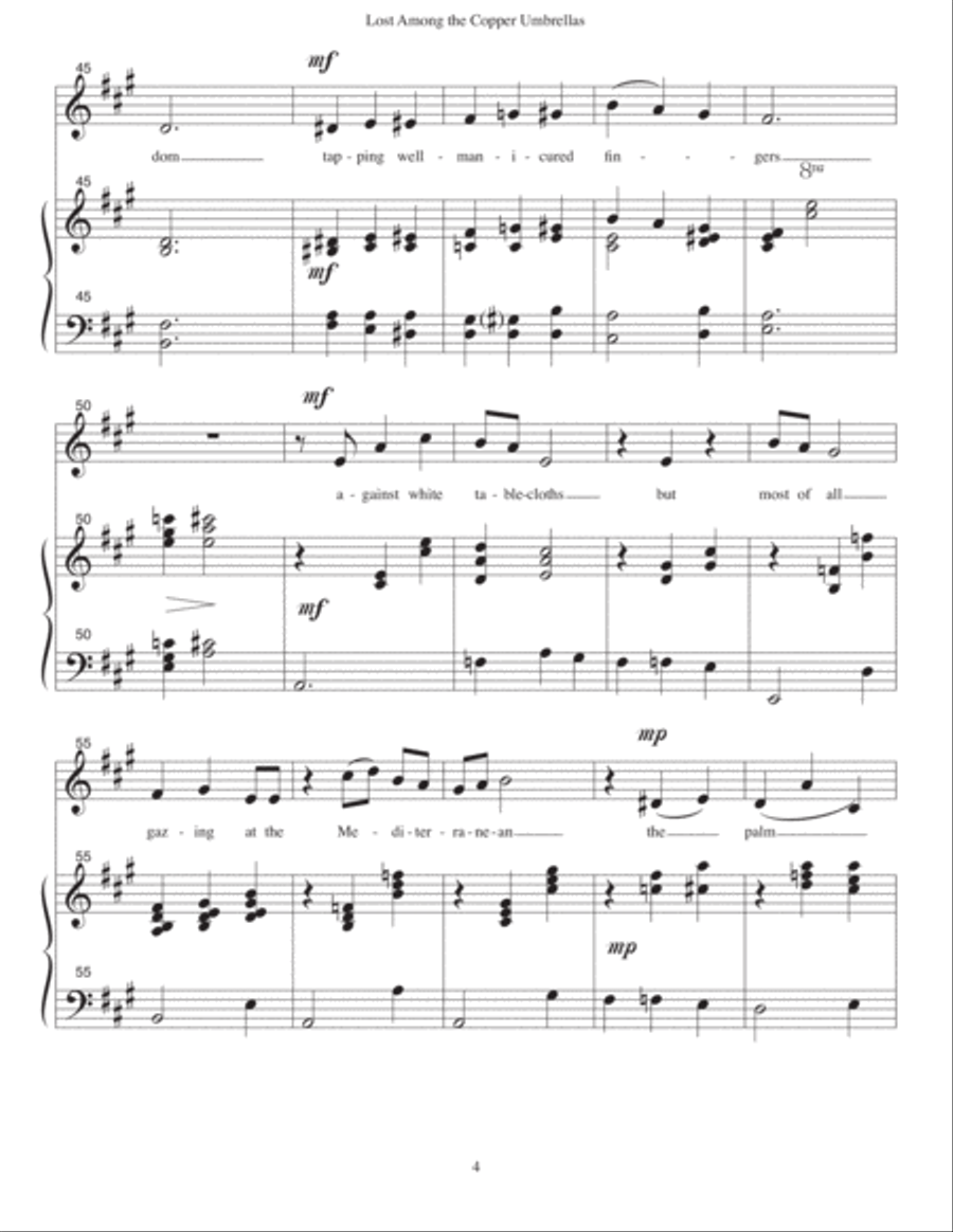 Lost Among the Copper Umbrellas (A Major) Medium Voice scores gallery preview page 4