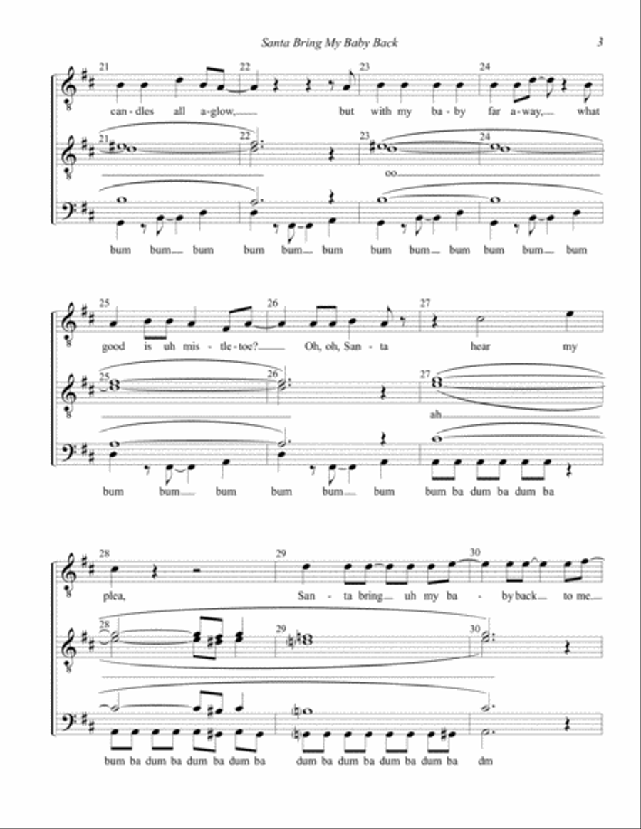 Santa, Bring My Baby Back (to Me) TTBB scores gallery preview page 3