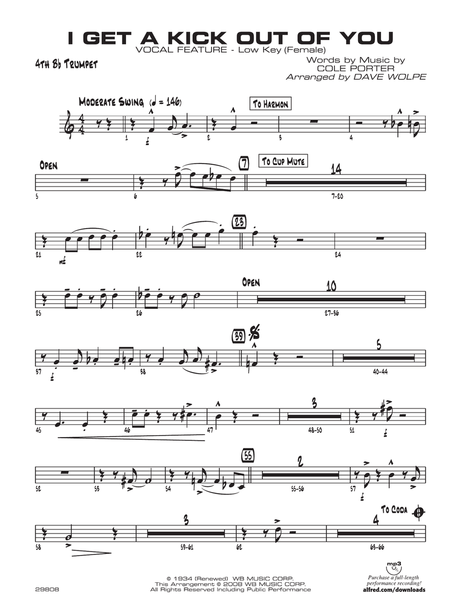 I Get a Kick Out of You: 4th B-flat Trumpet