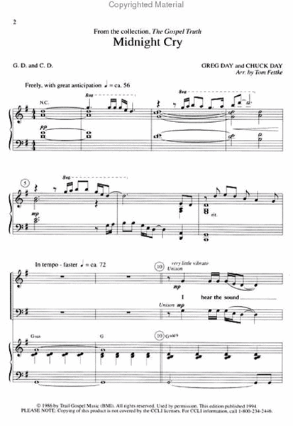 Midnight Cry, SATB (Anthem) image number null