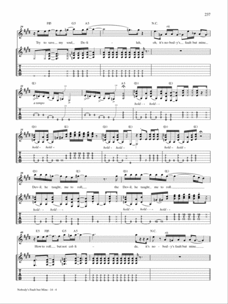 Nobody's Fault But Mine Guitar Tablature scores gallery preview page 4