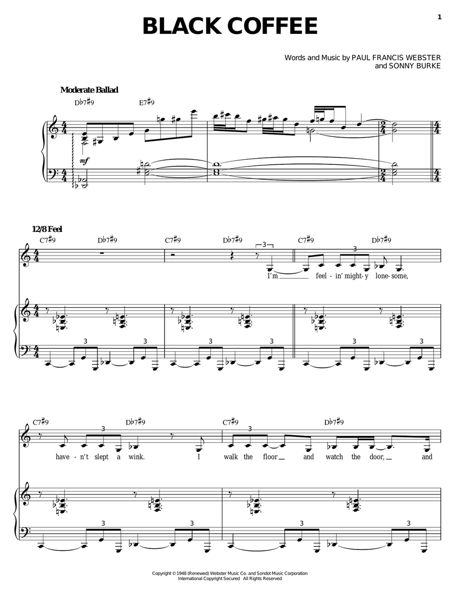 Black Coffee Piano, Vocal scores gallery preview page 1
