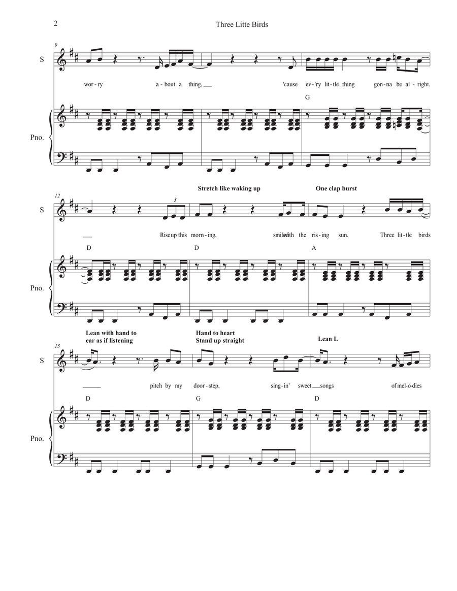 Three Little Birds Three Little Birds Unison Choir scores gallery preview page 2