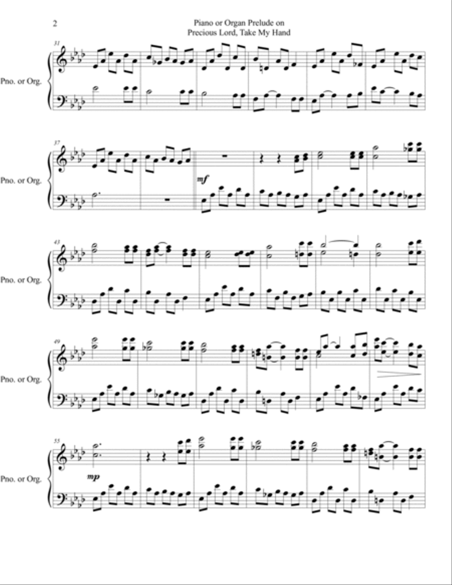 Piano or Organ Prelude on Precious Lord, Take My Hand Organ scores gallery preview page 2