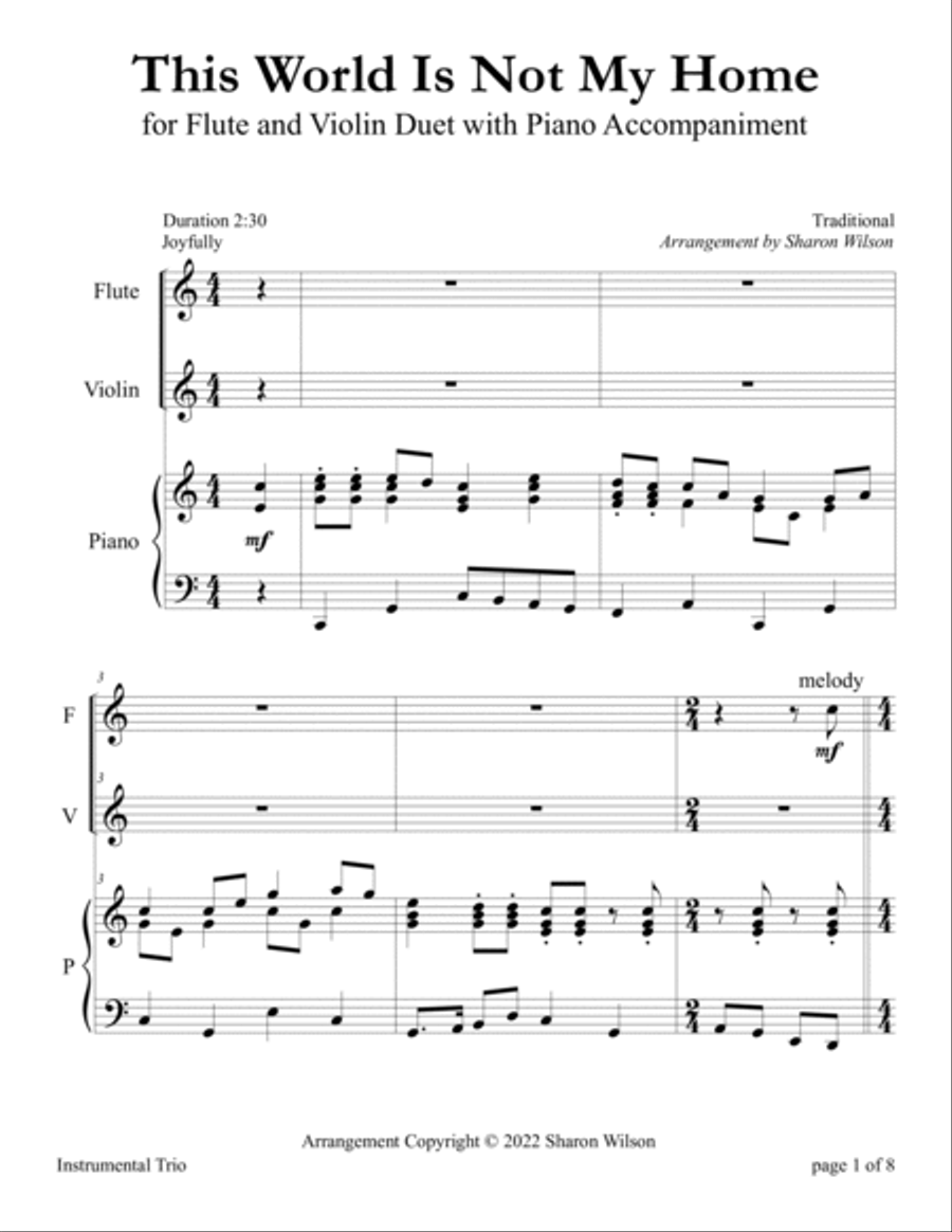 This World Is Not My Home (for Flute and Violin Duet with Piano Accompaniment) Flute scores gallery preview page 5