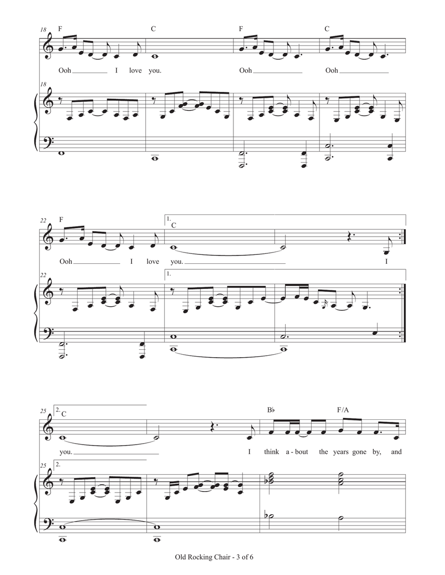 Old Rocking Chair Piano, Vocal scores gallery preview page 3