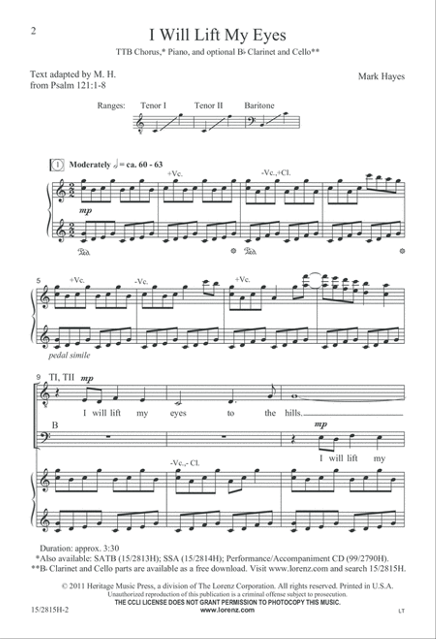 I Will Lift My Eyes TTB scores gallery preview page 3