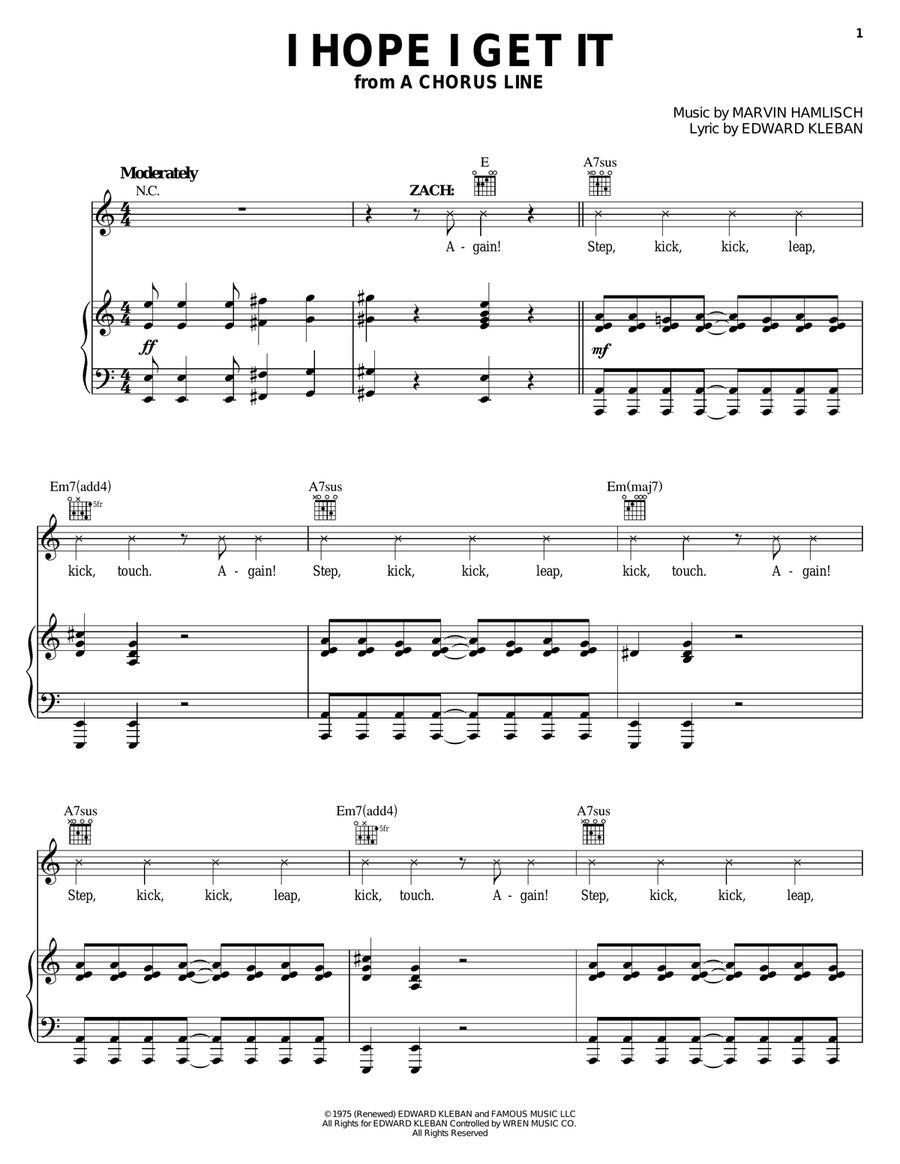 I Hope I Get It Piano, Vocal, Guitar scores gallery preview page 1