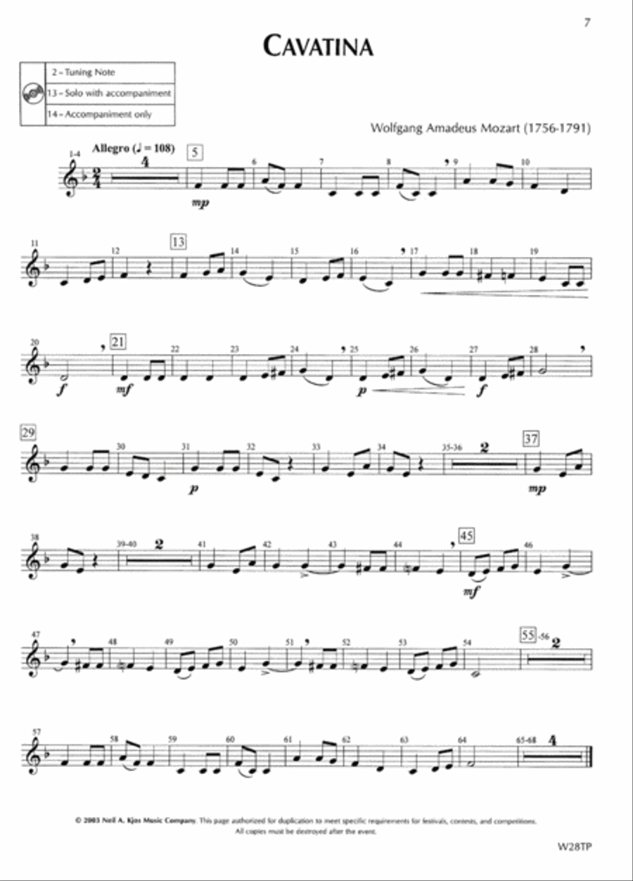 Standard of Excellence: Festival Solos - Trumpet Concert Band Methods scores gallery preview page 2