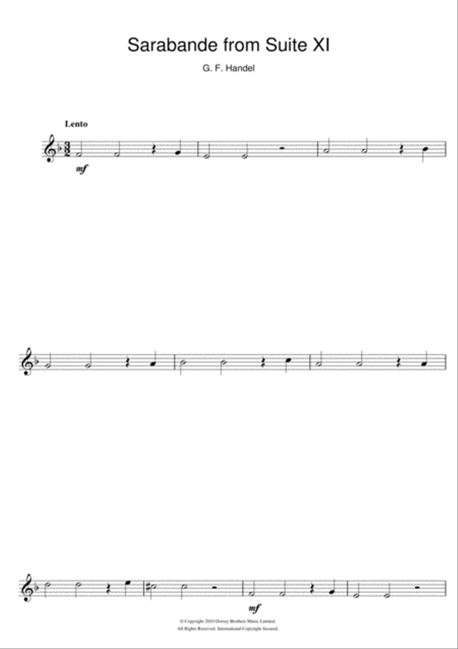 Sarabande (from Suite XI) Flute Solo scores gallery preview page 1