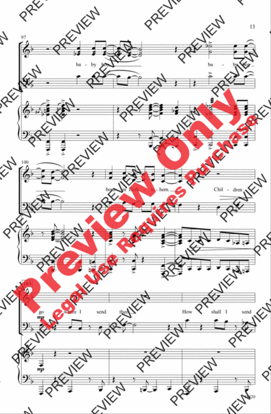 Children, Go Where I Send Thee 3-Part scores gallery preview page 13