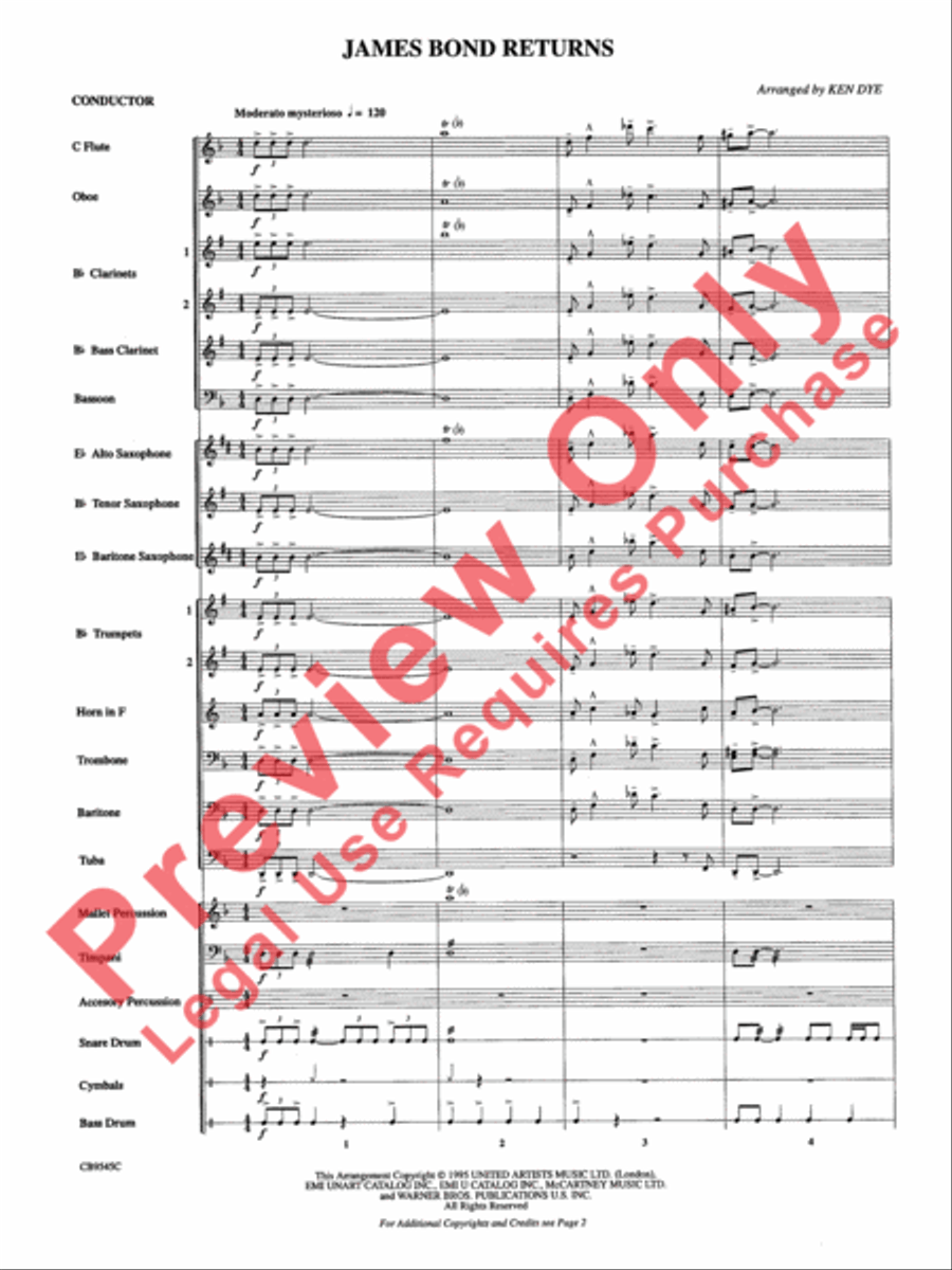 James Bond Returns Concert Band scores gallery preview page 4