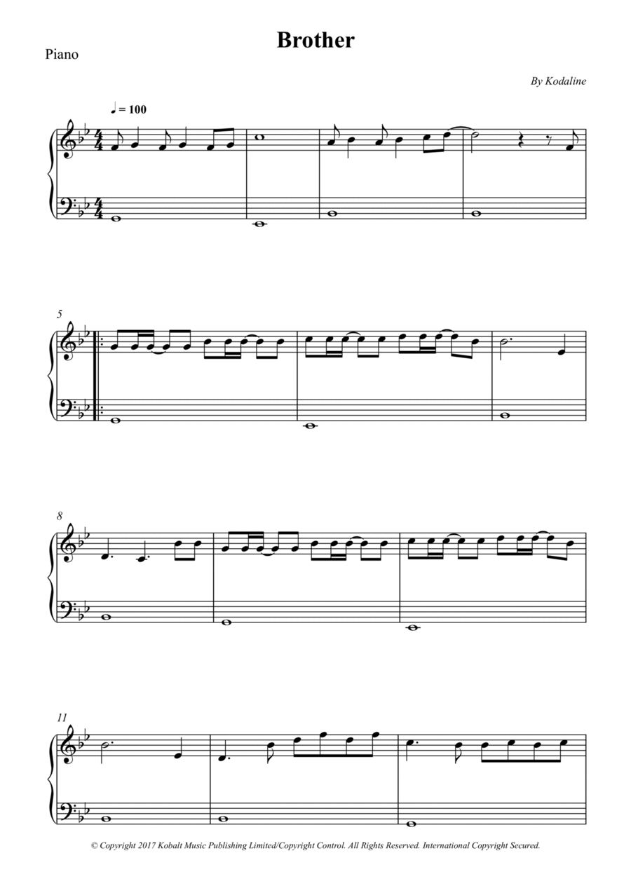 Brother Brother Piano Solo scores gallery preview page 1