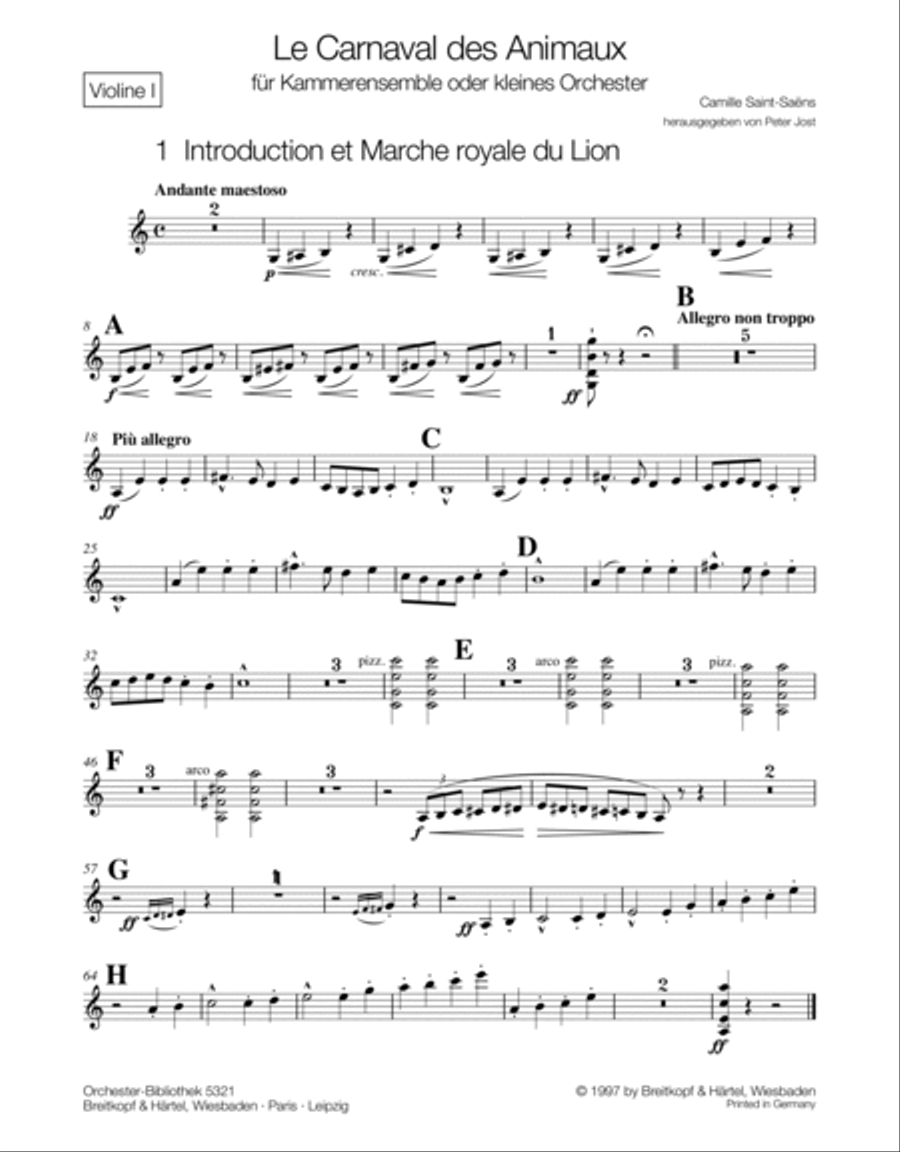 Le Carnaval des Animaux (The Carnival of the Animals) Orchestra scores gallery preview page 2