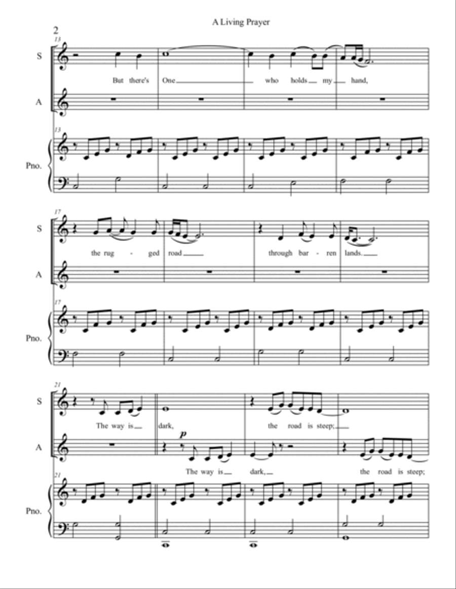 A Living Prayer Alto Voice scores gallery preview page 2