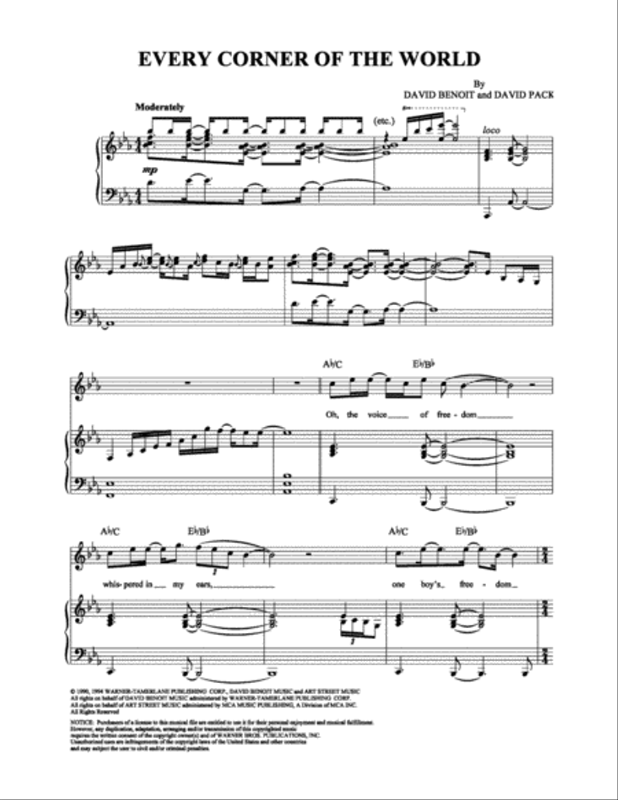 Every Corner of the World Piano Solo scores gallery preview page 1