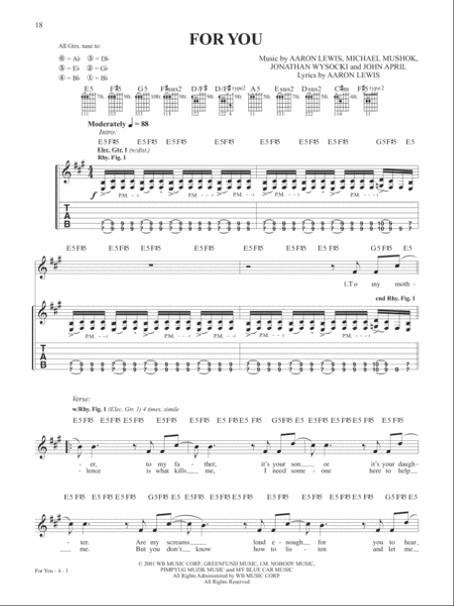 For You Guitar Tablature scores gallery preview page 1