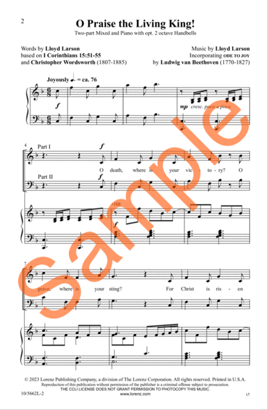 O Praise the Living King! 2-Part scores gallery preview page 3