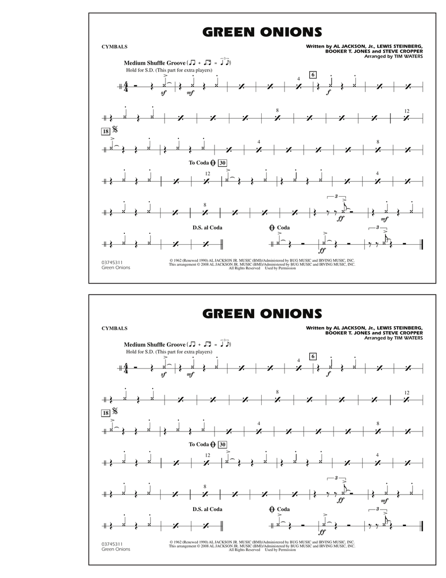 Green Onions - Cymbals Marching Band scores gallery preview page 1