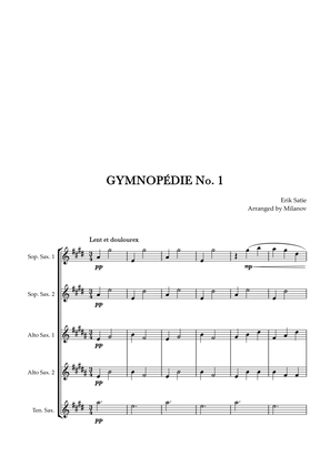 Gymnopédie no 1 | Saxophone Quintet | Original Key |Easy intermediate