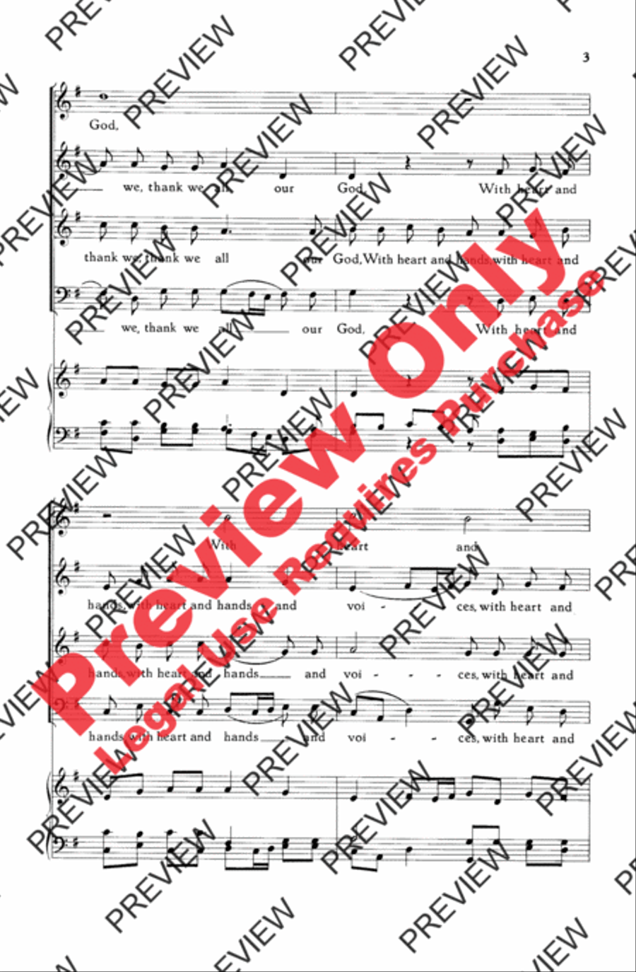 Now Thank We All Our God 4-Part scores gallery preview page 3