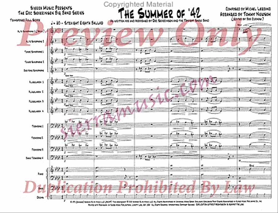 Theme from the Summer of '42 Jazz Ensemble scores gallery preview page 2