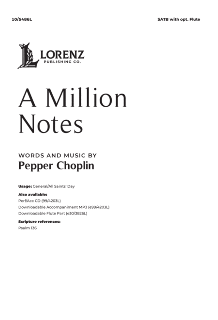 A Million Notes A Million Notes 4-Part scores gallery preview page 1