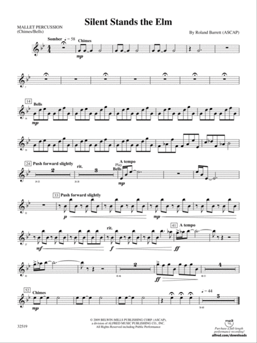 Silent Stands the Elm: Mallets Concert Band scores gallery preview page 1