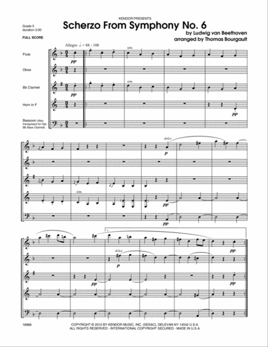 Scherzo From Symphony No. 6 Woodwind Quintet scores gallery preview page 2