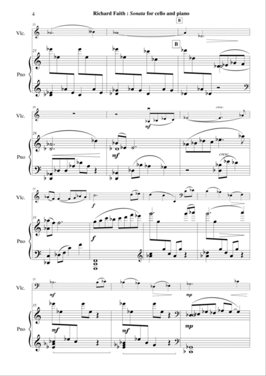 Richard Faith : Sonata for Cello and Piano Piano scores gallery preview page 4