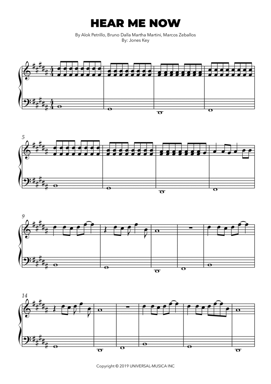 Hear Me Now Hear Me Now Easy Piano scores gallery preview page 1