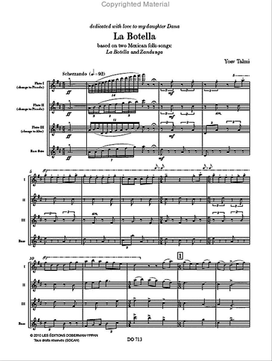 La Botella Flute Quartet scores gallery preview page 2