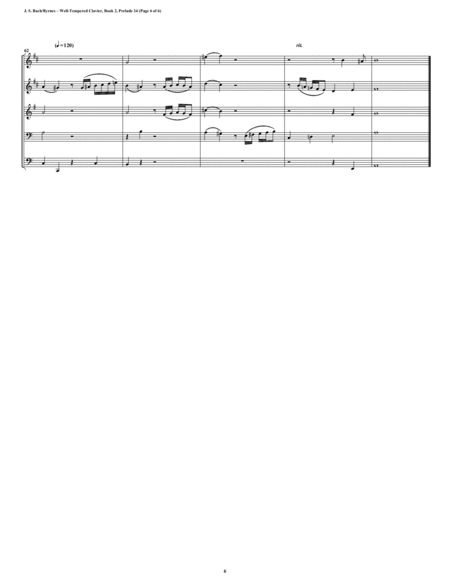 Prelude 24 from Well-Tempered Clavier, Book 2 (Brass Quintet) image number null