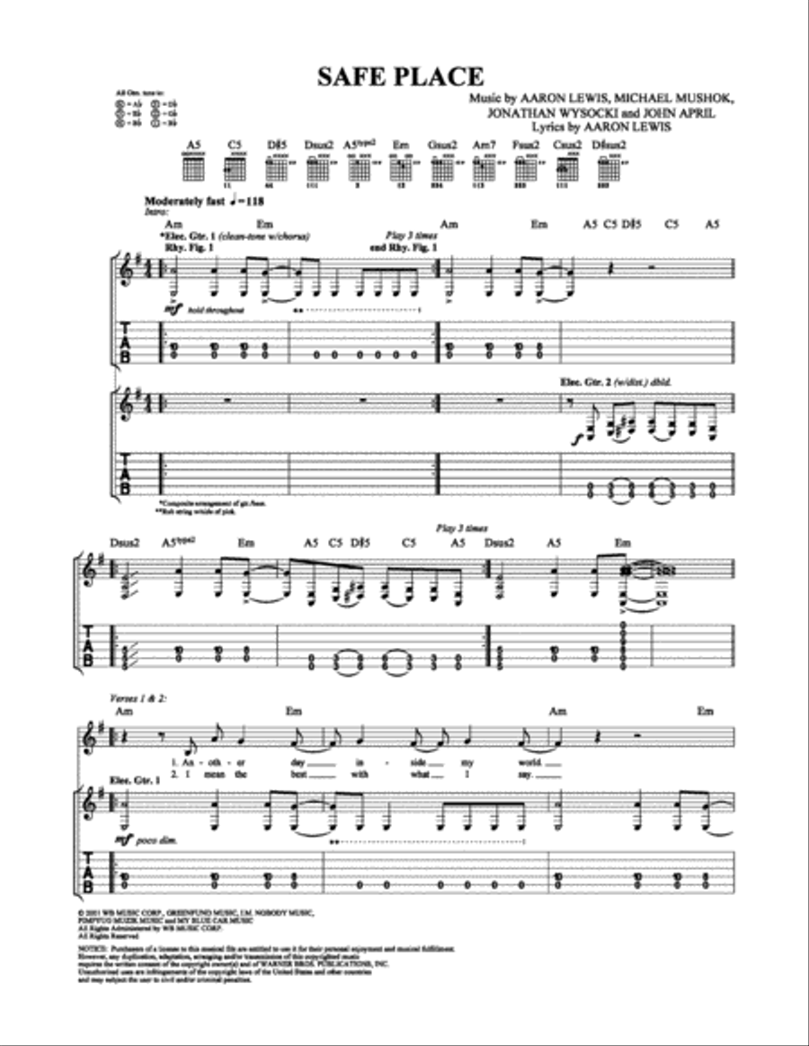 Safe Place Electric Guitar scores gallery preview page 1