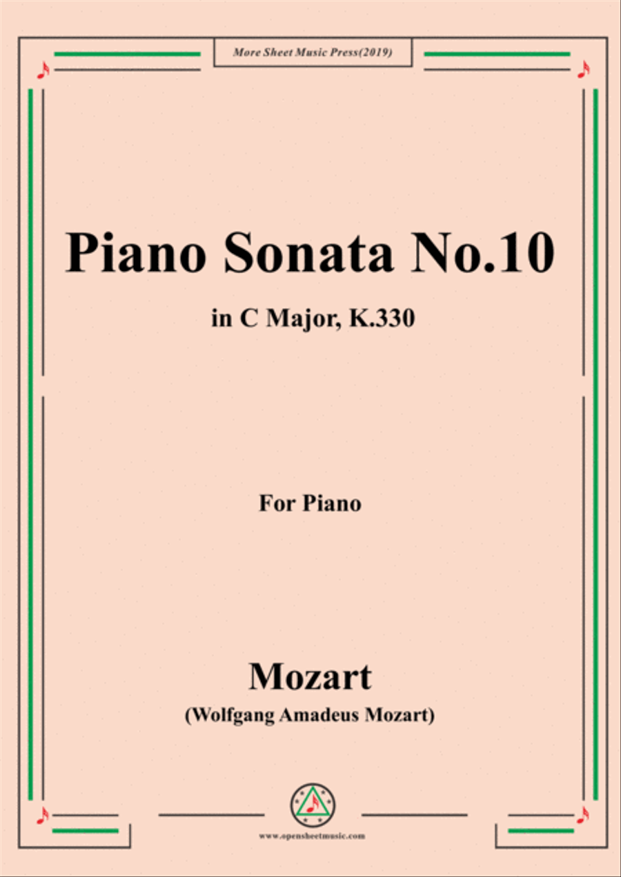 Mozart-Piano Sonata No.10 in C Major,K.330 Piano Solo scores gallery preview page 1