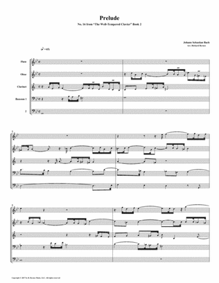 Prelude 16 from Well-Tempered Clavier, Book 2 (Woodwind Quintet)