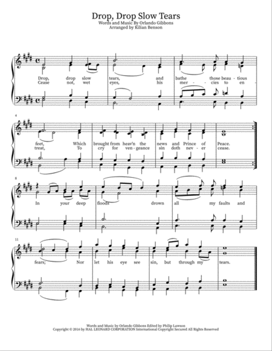 Drop Drop Slow Tears 4-Part scores gallery preview page 1