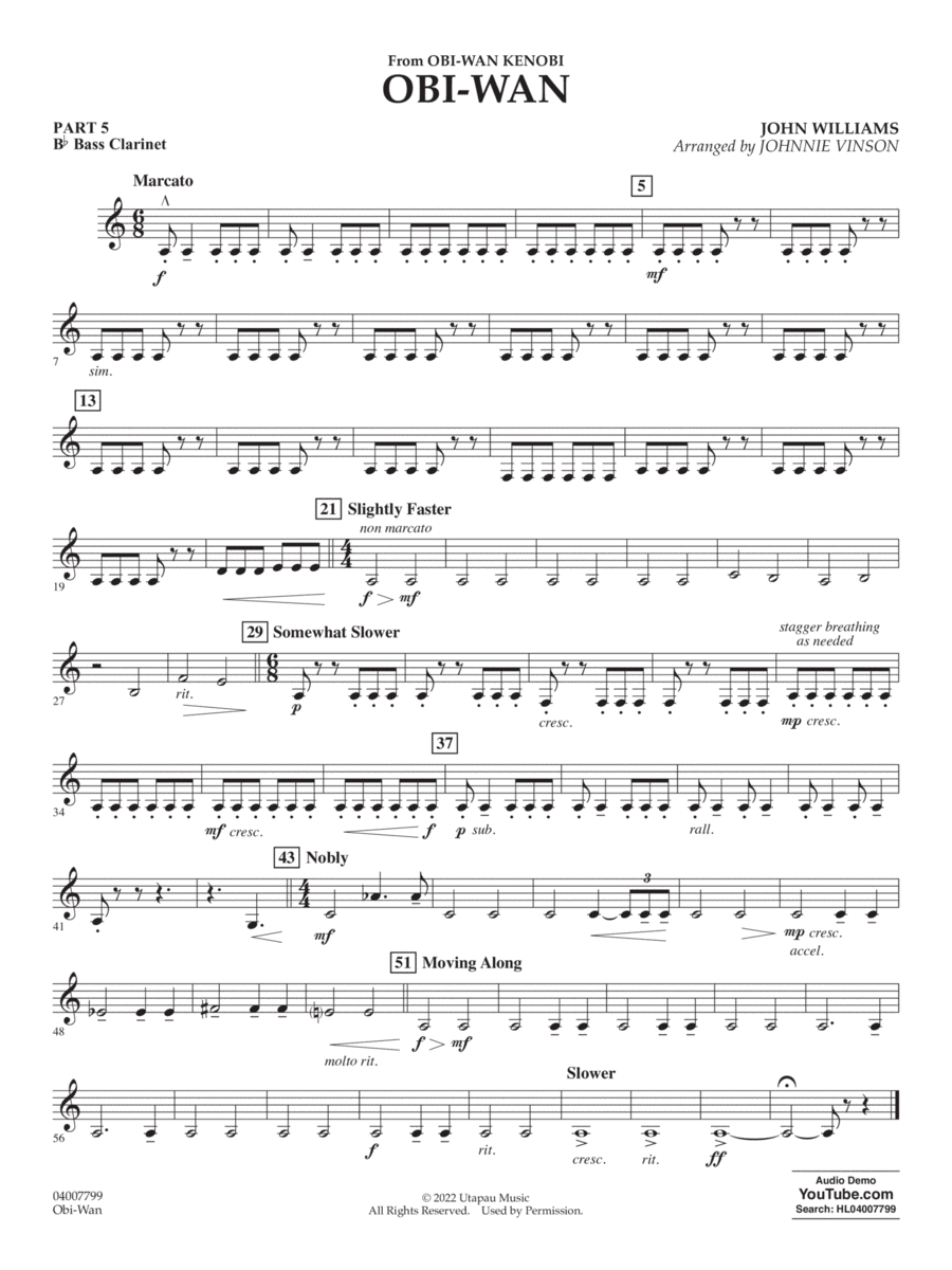 Book cover for Obi-Wan (arr. Johnnie Vinson) - Pt.5 - Bb Bass Clarinet