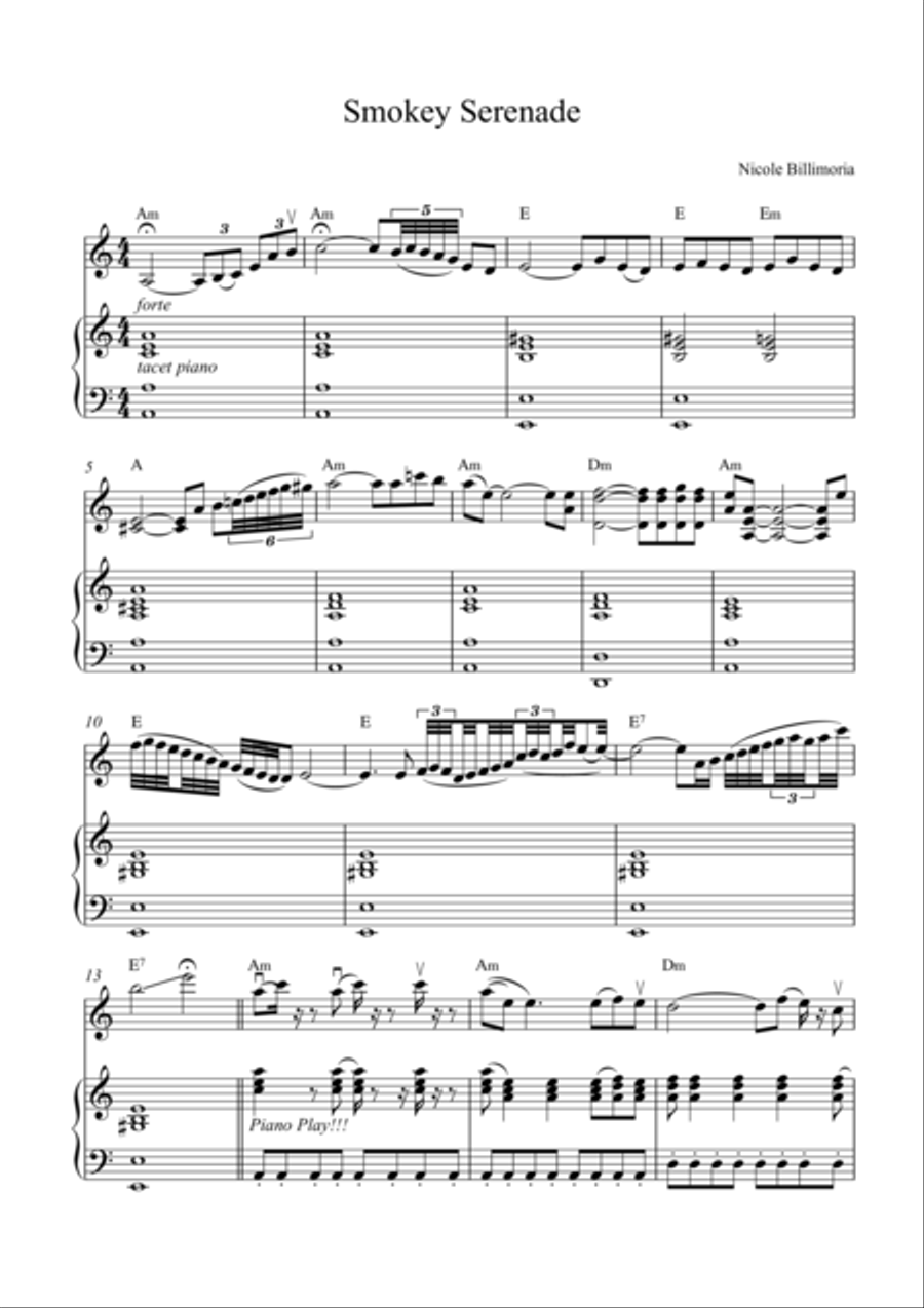 Smokey Serenade - Violin Solo with Piano Accompaniment Violin Solo scores gallery preview page 1