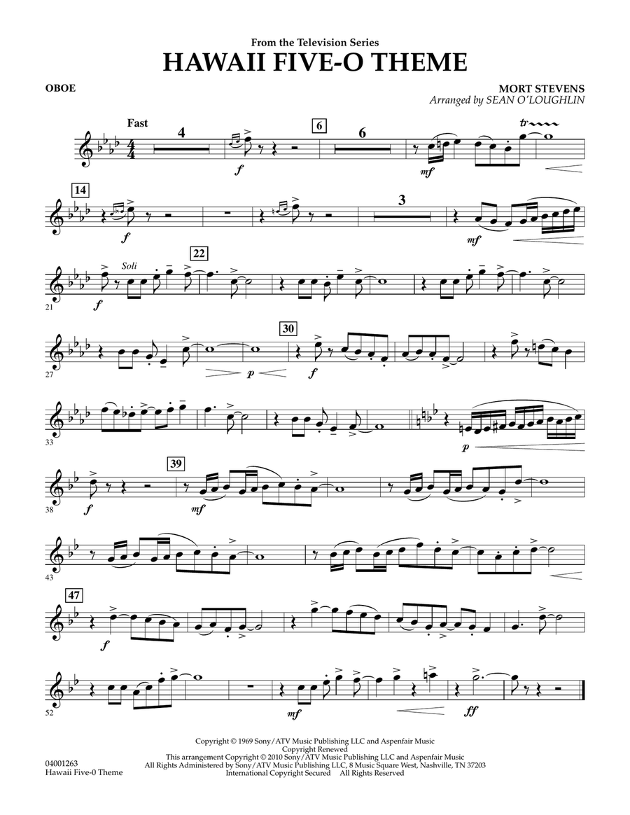 Hawaii Five-O Theme - Oboe Concert Band scores gallery preview page 1