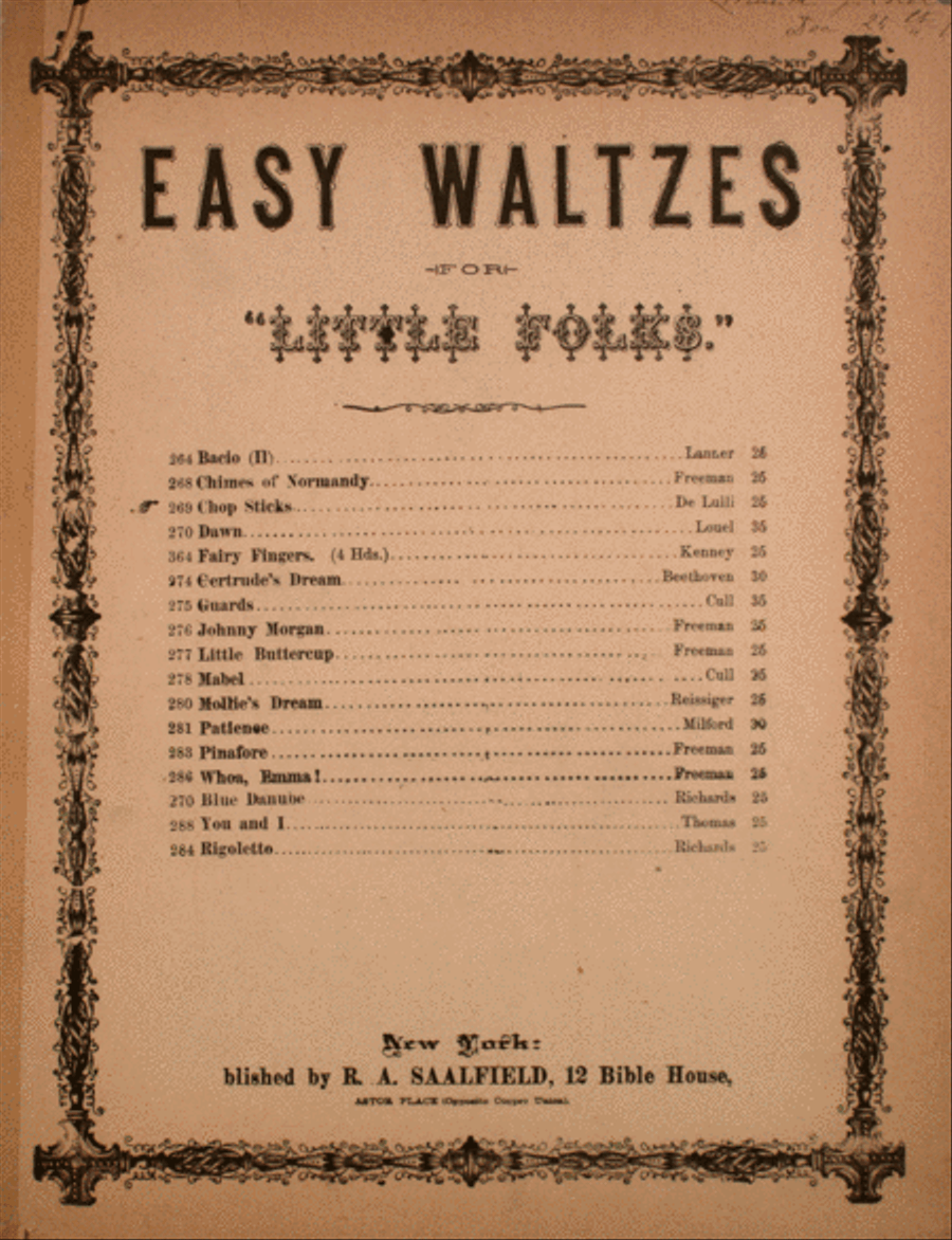 Chop Sticks Piano Solo scores gallery preview page 1