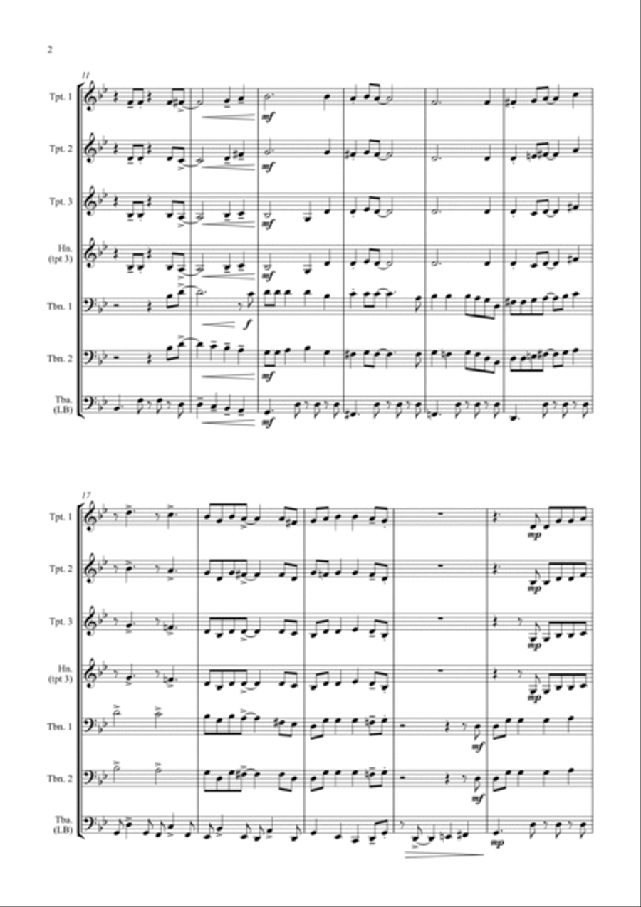 Johnny Swings On Home (When Johnny Comes Marching Home) - for Brass Ensemble Brass Ensemble scores gallery preview page 2