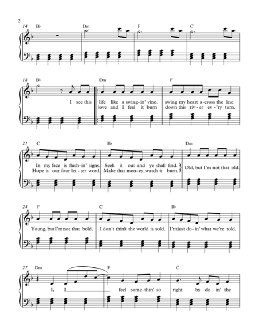 Counting Stars Piano, Vocal, Guitar scores gallery preview page 2