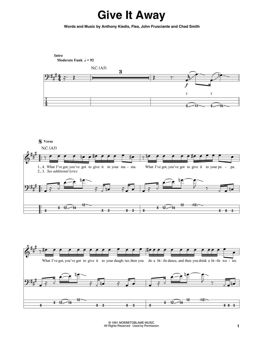 Give It Away Acoustic Guitar scores gallery preview page 1